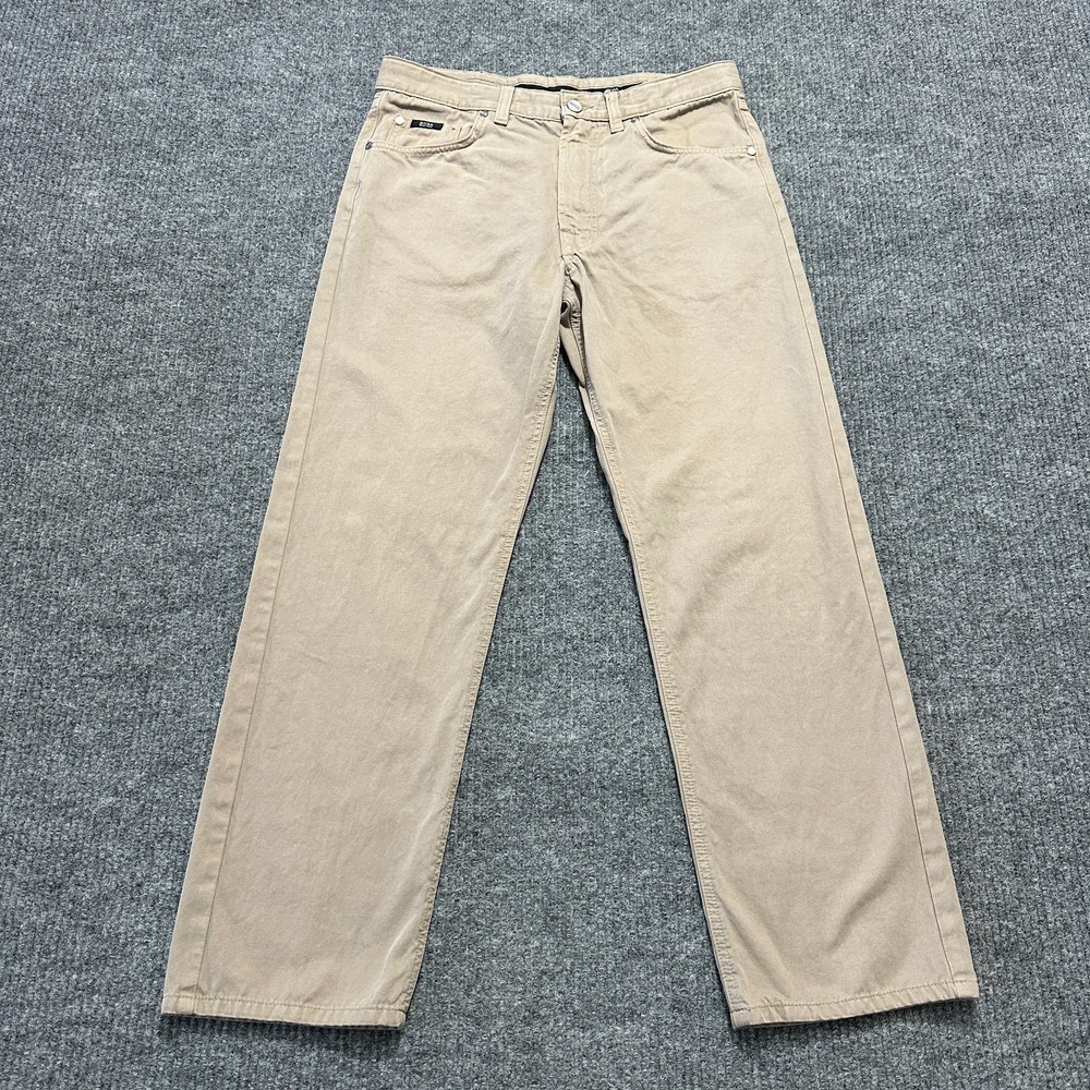 Hugo Boss Mens Pants Size 33x30 Beige Chino Flat Front Casual Mid Rise